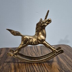 Gold Unicorn Rocking Horse Figurine